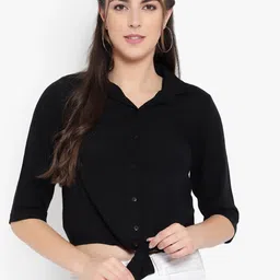 Ayaany Black Solid Shirt Style Top-picture-25