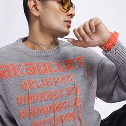 glitchez Blissy Typography Self-Design Round-Neck Pullover-image-91