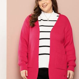 Sztori Plus Size Longline Front-Open Sweaters image 1