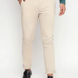 Basics Men Beige Tapered Fit Solid Regular Trousers-image-99