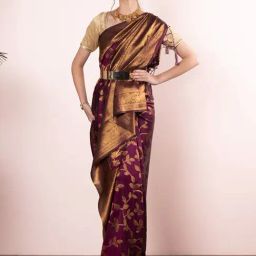 BEATITUDE Wine Woven Saree With Unstitched Blouse-picture-23