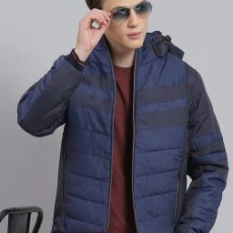 Monte Carlo Blue Regular Fit Colour Block Quilted Jacket-picture-28