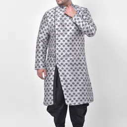 DEYANN PLUS Men Silver-Toned Printed Straight Kurta-image-89