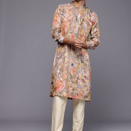 Patrah Floral Printed Jacquard Kurta-picture-13