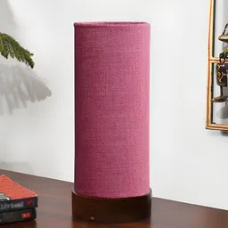 Devansh Pink Textured Wooden Contemporary Table Lamp-8