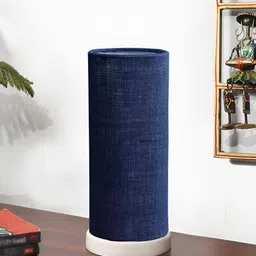 Devansh Blue Textured Wooden Contemporary Cylindrical Shaped Table Lamp-image-50