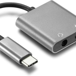 USB-C to 3.5mm Audio + Charging Adapter, 2-in-1 Type-C to AUX and PD Charger for Samsung, Pixel, OnePlus, iPad Pro, Android Phones/Tablets (No Call Support) image 1