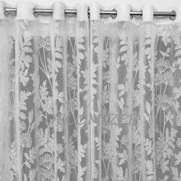 DECOMIZER Floral Tissue Net Grommet Curtains White || Net Curtains For Living Room Balcony || Sheer Net Curtain For Door 7 Feet Set Of 2 Piece - Jhaad White image 1
