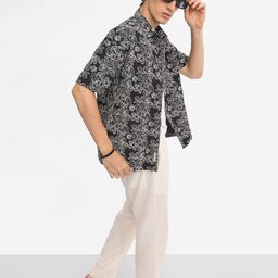 Campus Sutra Men Comfort Spread Collar Floral Printed Cotton Oversized Casual Shirt-image-90