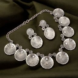 LUCKY JEWELLERY Silver-Plated Oxidised Jewellery Set-47