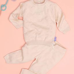 Mi Arcus Unisex Cotton Full Sleeves Self Design Sweater & Jogger Set Cream-image-76