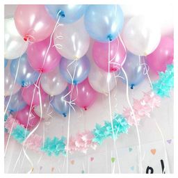 AMFIN Metallic Balloons with Ribbons set Blue White & Pink - Pack of 26-image-89