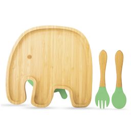 Starkiddo Jumbo Bamboo Suction Plate and Learning Weaning Set - Green-picture-12