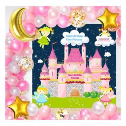 Untumble Fairy Castle Banner Birthday Decoration Kit Pink - Pack of 64-image-82