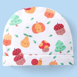 Babyhug 100% Cotton Cap with Fruits Printed - White-picture-28
