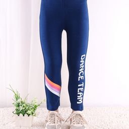 Babyhug Cotton Lycra Full Length Stretchable Leggings Text Print- Navy Blue-picture-1