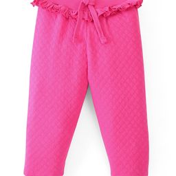 Babyhug Full Length Quilted Lounge Pant with Frill Design- Fuchsia-image-31