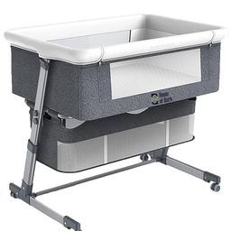 House of Quirk Portable Baby Crib, Bedside Bassinet  3 in 1 - Grey-image-64