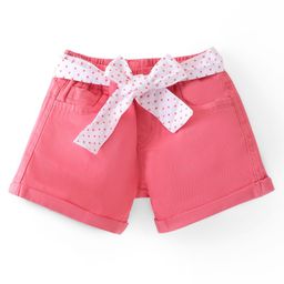 Babyhug Twill Woven Mid Thigh Solid Colour Stretchable Shorts - Coral-image-62