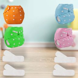 Sparkle Joy Washable & Reusable Cloth Diapers Combo Pack of 4 Freesize With 4 organic cotton White inserts (Multicolour)-14