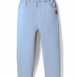 Olio Kids Cotton Woven Full Length Solid Colour Trousers - Light Blue-picture-10