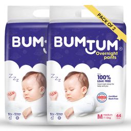 Bumtum Overnight Diaper Pants with Chamomile Microbial Layer Leak Protection & Rash Control Pack of 2 Medium - 88 Pieces-28