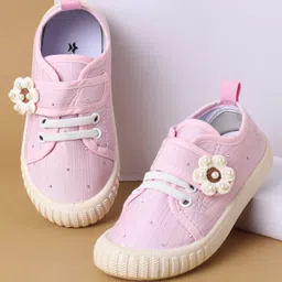 Cute Walk by Babyhug Velcro Closure Casual Shoes with Floral Applique - Pink-picture-25