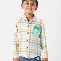 Nauti Nati Cotton Twill Full Sleeves Checked & Porcupine Printed Shirt - Multi Colour-image-79