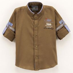 Dapper Dudes Full Sleeves Text Printed Shirt - Brown-image-64