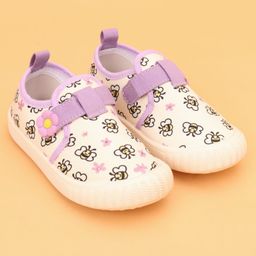 Cute Walk by Babyhug Velcro Closure Butterfly Printed Casual Shoes With Floral Applique - Purple-picture-26