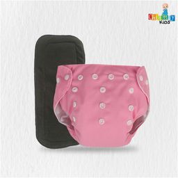 Chinmay Kids Plain Diapers With White Inserts  Size Adjustable Baby Cloth Button Diaper - Washable/Reusable Nappies for Infants & Toddlers, 8 X 8 inch, Black Insert image 2