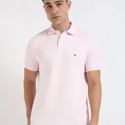 Tommy Hilfiger Men Solid Polo Collar Cotton T-shirt-image-93