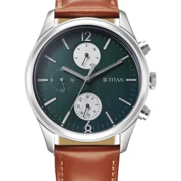 Titan Men Textured Dial & Leather Straps Analogue Watch 1805SL11-55