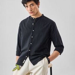 Snitch Striped Cotton Linen Casual Shirt-image-41