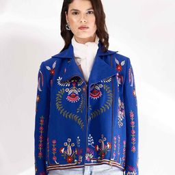 BETRUE Women Floral Embroidered Cotton Satin Denim Jacket-image-31