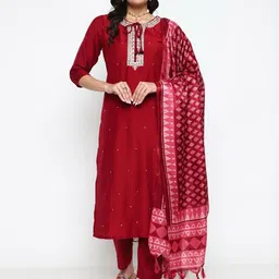 HouseOfCommon Women Ethnic Motifs Embroidered Kurta Set-picture-25