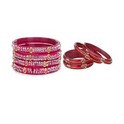 SOMIL Set of 8 Pink Alloy Bangles-image-89