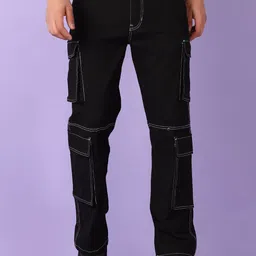 LIMEROAD Men Self Design Cargos Trousers-image-68