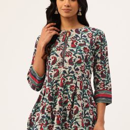 FERANOID Floral Printed Pure Cotton Pleated Kurti-picture-39