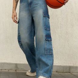 Hubberholme Blue Relaxed Fit High Rise Jeans-image-52