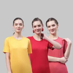 Vimal Jonney Yellow & Red Cotton Sports T-Shirt - Pack Of 3-picture-3