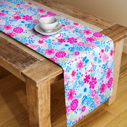 Alina decor White & Blue Digital Floral-Printed Table Runner-26