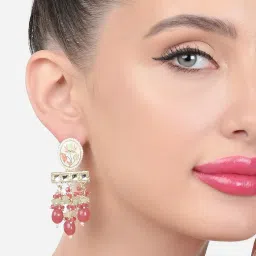 Zaveri Pearls Multicolor Meenakari Cluster Beads Embellished Kundan Ethnic Drop Earring-ZPFK15639 image 1