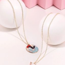 Zaveri Pearls Set of 2 Multicolor Enamelled Dolphin & Triangular Pendant & Chain-ZPFK16833 image 1