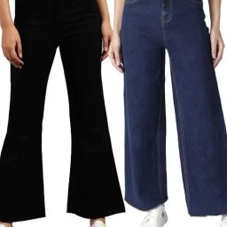 Kotty Black & Blue Flared Fit High Rise Jeans (Pack Of 2)-image-113