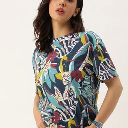 Kook N Keech Floral Printed Drop-Shoulder Sleeves Loose T-shirt-picture-16
