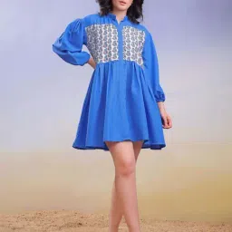 Purvaja Royal Blue Regular Fit Printed Dress-picture-15