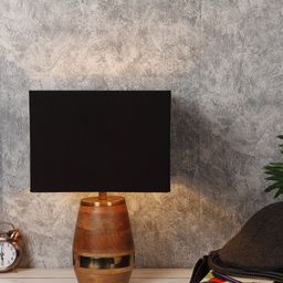 Grated Ginger Black Solid Tribal Rectangular Bedside Lamp-50