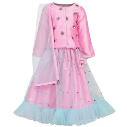 A Little Fable Blue and Pink Embellished   Lehenga, Choli With Dupatta-image-24