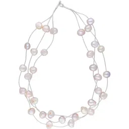 Sri Jagdamba Pearls Baani Pink & Silver Pearl Classic Necklace-picture-11
